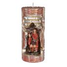 Santo Expedito. Rossoni Velas. Gruta em vela tam 07x16cm vermelha. Imagem em resina 9cm
