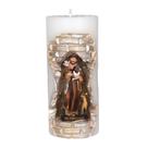 São Francisco. Rossoni Velas. Gruta em vela tam 07x16cm branca. Imagem em resina 9cm