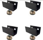 Sapata "U" para MDF 15mm com rosca Preto + Pé Nivelador + Parafusos - Kit 4 un