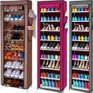 Sapateira armário multifuncional com zíper, estante portátil grande de 160cm, 9 camadas para organização de sapatos e roupas