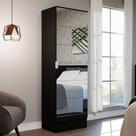 Sapateira Armário Multiúso Isis 1 Porta Com Espelhos Preto Sapateira Armário Multiúso Isis 1 Porta Com Espelhos Preto