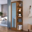 Sapateira Camille 1 Porta 8 Prateleiras com Espelho Branco/Freijó - Indékes Sapateira Camille 1 Porta 8 Prateleiras com Espelho Branco/Freijó - Indékes
