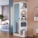 Sapateira Camille 1 Porta 8 Prateleiras com Espelho Branco - Indékes Sapateira Camille 1 Porta 8 Prateleiras com Espelho Branco - Indékes