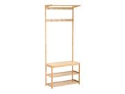Sapateira Com Cabideiro Boho Chic Decorativa Em Bambu Natural