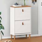 Sapateira Compacta Vertical 2 Portas Madeira 12 Pares Branco Freijó Mikka