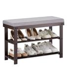 Sapateira de bambu Bench Apicizon 70x28x50 cm com almofada