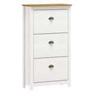 Sapateira de Madeira 3 Gavetas Linha Topázio - Branco/Carvalho