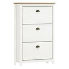Sapateira de Madeira 3 Gavetas Linha Topázio - Branco/Freijó
