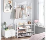 Sapateira e Cabideira Multiuso 4 Prateleiras 8 Suporte Cor branco ou preto