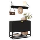 Sapateira Luna 28109 com Prateleira Oslo 93cm Preto Artesano Móveis Sapateira Luna 28109 com Prateleira Oslo 93cm Preto Artesano Móveis