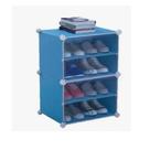 Sapateira Organizador Modular Desmontável 4 Prateleiras Plástico e Ferro Cromado Azul Yeet