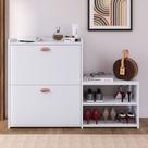 Sapateira Organizadora para Quarto Closet Hall de Entrada com Banco 2 Portas Basculantes Puxador Concha Milano - Branco