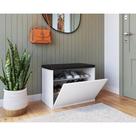 Sapateira Puff Baú Organizador de Calçados 65cm Branco Móbile