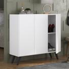 Sapateira Retrô 3 Portas Nina Multimóveis MP6018 Branca/Preta Sapateira Retrô 3 Portas Nina Multimóveis MP6018 Branca/Preta