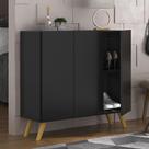 Sapateira Retrô 3 Portas Nina Multimóveis MP6018 Preta/Natural Sapateira Retrô 3 Portas Nina Multimóveis MP6018 Preta/Natural