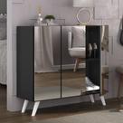 Sapateira Retrô com Espelho 3 Portas Nina Multimóveis MP6022 Preta/Branca Sapateira Retrô com Espelho 3 Portas Nina Multimóveis MP6022 Preta/Branca