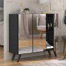 Sapateira Retrô com Espelho 3 Portas Nina Multimóveis MP6022 Preta Sapateira Retrô com Espelho 3 Portas Nina Multimóveis MP6022 Preta