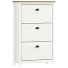Sapateira Vertical 3 Portas Madeira Maciça Mazzaro F06 Branco Freijó - Lyam Decor