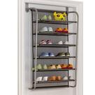 Sapateira Vertical de Porta e Parede 6 Prateleiras Aço Carbono Malha Nylon para Até 36 Calçados Yeet