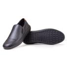 Sapatênis Casual de Couro Calce Fácil Elástico Slip On Preto Sapatênis Casual de Couro Calce Fácil Elástico Slip On Preto