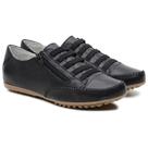 sapatênis feminino Comfort Bella Dama em Couro preto com zíper