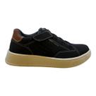 Sapatenis Infantil Menino Pegada Casual Couro Calce Fácil Autocolante Antiderrapante 371907 Preto