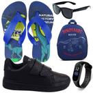 Sapatenis Infantil Sapatilha Calce Facil Casual Social LIGHT + Mochila Chinelo Oculos Relogio