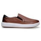Sapatênis Masculino Slip On Calce Fácil Iate Couro Eco. Leve Confort