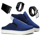 Sapatênis Mule Slip On Masculinos Casual + Relogio + Cinto e Carteira