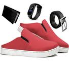 Sapatênis Mule Slip On Masculinos Casual + Relogio + Cinto e Carteira