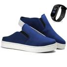Sapatênis Mule Slip On Masculinos Confortavel+ Relogio