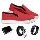 Sapatênis Slip On Masculino Casual Yate Carteira + Cinto e Relogio