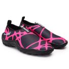 Sapatilha Aquática de Neoprene Feminina Listrada Rosa Solado Antiderrapante Esportiva Costura Lateral Reforçada Tratorado Esportes Macia