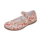 Sapatilha Boneca Infantil Menina Camurça Marfim Floral Coral e Vermelho