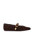Sapatilha Carrano Detalhe Fivela Couro Suede Marrom Ganache