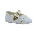 Sapatilha de Bebê Feminina Verniz Branco e Sintético Ouro com Cacharrel Bege Sapatilha de Bebê Feminina Verniz Branco e Sintético Ouro com Cacharrel Bege