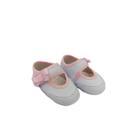 Sapatilha de Laço Menina Rosa e Branco Bicho de Pé