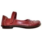 Sapatilha Feminina Boneca Couro Vermelho tiras autocolantes Sapatilha Feminina Boneca Couro Vermelho tiras autocolantes