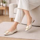 Sapatilha Feminina Confortável OffWhite Luxo Elegante Sapato Feminino Mocassim Bico Fino Enfeite Sapatilha Feminina Confortável OffWhite Luxo Elegante Sapato Feminino Mocassim Bico Fino Enfeite