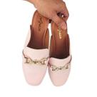 Sapatilha Feminina Mule Rosa Claro Vanessa Metal Conforto -