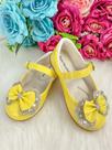 Sapatilha Flor Di Mila Baby Amarelo com Lacinho e Strass