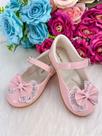 Sapatilha Flor Di Mila Baby Rosa com Lacinho e Strass