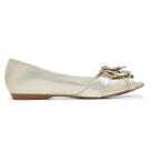 Sapatilha LeRUCHEL PeepToe Flor Feminino Ouro