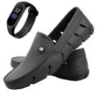 Sapatilha Masculina Mocassim Aquática Praia Pesca Com Relógio Digital