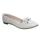 Sapatilha Moleca Bico Fino Laco Feminina Creme