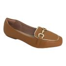 Sapatilha Nayre Modas Feminina Bico Quadrado Confortável Caramelo/Dourado 37