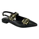 Sapatilha Santinelli Slingback Fivelas 1558-011 Preto