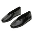 Sapatilhas de balé KISSASA para mulheres com bico quadrado, slip on black