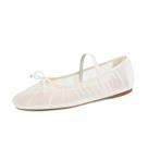 Sapatilhas de balé STALOV Mesh para mulheres, bico quadrado, branco