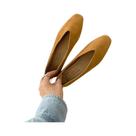 Sapatilhas Femininas Amarelas De Bico Quadrado, Slip-On, Estilo Bailarina, Boca Rasa Em V, Tamanhos